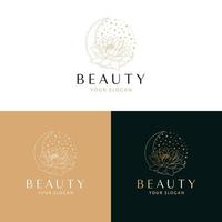 beauté logo conception. lune et lotus fleur vecteur logotype. bohémien floral logo modèle.