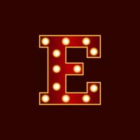 e, alphabet lettre avec ampoule vecteur icône