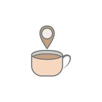 point sur carte tasses de café coloré vecteur icône