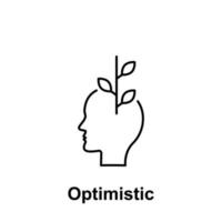 fleur, optimiste, tête vecteur icône