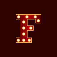 F, alphabet lettre avec ampoule vecteur icône
