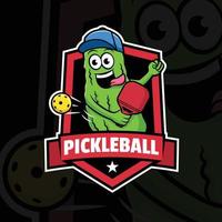cornichon mascotte dessin animé personnage pour pickleball équipe vecteur