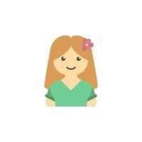 avatar de fille avec fleur dans cheveux coloré vecteur icône