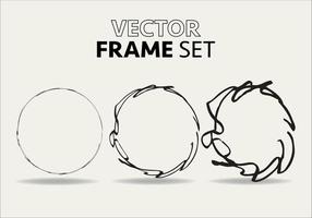 main tiré cercles esquisser Cadre vecteur ensemble. Les manches griffonner ligne cercles. vecteur illustrations.