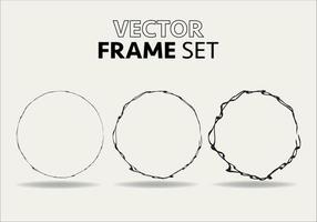 main tiré cercles esquisser Cadre vecteur ensemble. Les manches griffonner ligne cercles. vecteur illustrations.