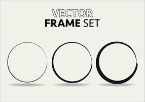 main tiré cercles esquisser Cadre vecteur ensemble. Les manches griffonner ligne cercles. vecteur illustrations.