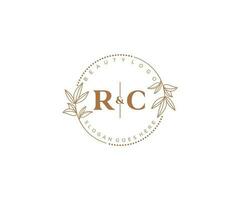 initiale rc des lettres magnifique floral féminin modifiable premade monoline logo adapté pour spa salon peau cheveux beauté boutique et cosmétique entreprise. vecteur