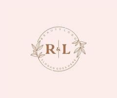 initiale rl des lettres magnifique floral féminin modifiable premade monoline logo adapté pour spa salon peau cheveux beauté boutique et cosmétique entreprise. vecteur