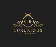 modèle initial de logo de luxe royal de lettre ck dans l'art vectoriel pour le restaurant, la royauté, la boutique, le café, l'hôtel, l'héraldique, les bijoux, la mode et d'autres illustrations vectorielles.
