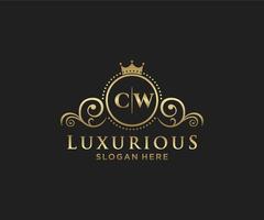 modèle de logo de luxe royal lettre initiale cw en art vectoriel pour restaurant, royauté, boutique, café, hôtel, héraldique, bijoux, mode et autres illustrations vectorielles.