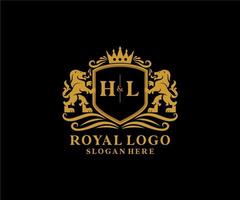 modèle de logo de luxe royal lion lettre initiale hl dans l'art vectoriel pour le restaurant, la royauté, la boutique, le café, l'hôtel, l'héraldique, les bijoux, la mode et d'autres illustrations vectorielles.