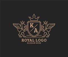 initiale ka lettre Lion Royal luxe héraldique, crête logo modèle dans vecteur art pour restaurant, royalties, boutique, café, hôtel, héraldique, bijoux, mode et autre vecteur illustration.