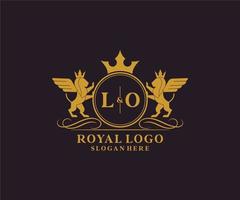 initiale lo lettre Lion Royal luxe héraldique, crête logo modèle dans vecteur art pour restaurant, royalties, boutique, café, hôtel, héraldique, bijoux, mode et autre vecteur illustration.