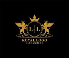 initiale ll lettre Lion Royal luxe héraldique, crête logo modèle dans vecteur art pour restaurant, royalties, boutique, café, hôtel, héraldique, bijoux, mode et autre vecteur illustration.