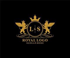 initiale ls lettre Lion Royal luxe héraldique, crête logo modèle dans vecteur art pour restaurant, royalties, boutique, café, hôtel, héraldique, bijoux, mode et autre vecteur illustration.