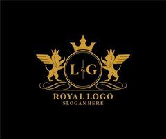 initiale lg lettre Lion Royal luxe héraldique, crête logo modèle dans vecteur art pour restaurant, royalties, boutique, café, hôtel, héraldique, bijoux, mode et autre vecteur illustration.