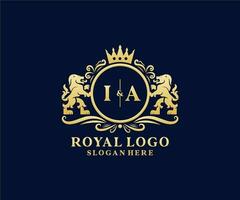 modèle de logo de luxe royal lion lettre initiale ia dans l'art vectoriel pour le restaurant, la royauté, la boutique, le café, l'hôtel, l'héraldique, les bijoux, la mode et d'autres illustrations vectorielles.