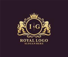 modèle de logo de luxe royal lion lettre initiale ig dans l'art vectoriel pour le restaurant, la royauté, la boutique, le café, l'hôtel, l'héraldique, les bijoux, la mode et d'autres illustrations vectorielles.