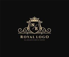 initiale nr lettre luxueux marque logo modèle, pour restaurant, royalties, boutique, café, hôtel, héraldique, bijoux, mode et autre vecteur illustration.