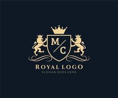 initiale mc lettre Lion Royal luxe héraldique, crête logo modèle dans vecteur art pour restaurant, royalties, boutique, café, hôtel, héraldique, bijoux, mode et autre vecteur illustration.