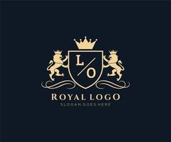 initiale lo lettre Lion Royal luxe héraldique, crête logo modèle dans vecteur art pour restaurant, royalties, boutique, café, hôtel, héraldique, bijoux, mode et autre vecteur illustration.