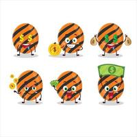 Halloween rayures bonbons dessin animé personnage avec mignonne émoticône apporter argent vecteur