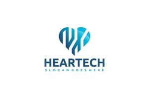 Logo de la technologie cardiaque vecteur