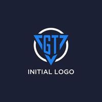 gt monogramme logo avec Triangle forme et cercle conception éléments vecteur