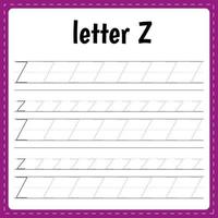 écrire des lettres. page de traçage. fiche pratique. feuille de travail pour les enfants. apprendre l'alphabet. vecteur