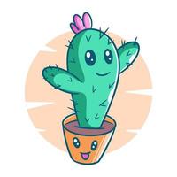 illustration de une cactus mascotte dessin animé style vecteur
