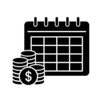 paiement programme vecteur icône. financier calendrier signe. un salaire Date symbole. mise en charge argent logo.