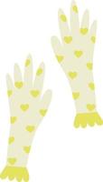 vecteur mignonne femme Jaune jardin gants avec cœurs. technique gants illustration sur transparent Contexte. accessoires mercerie