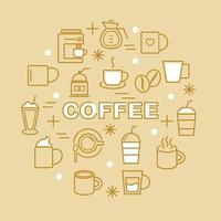 icônes de contour minimal de café vecteur