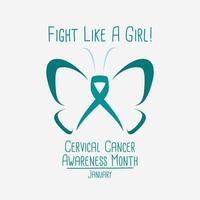 cervical cancer conscience mois vecteur. cervical cancer sarcelle conscience ruban vecteur