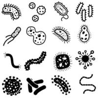 les bactéries Icônes vecteur ensemble. virus illustration signe collection. microbe symbole.