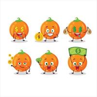 Halloween Orange bonbons dessin animé personnage avec mignonne émoticône apporter argent vecteur