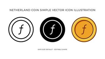 Pays-Bas florin pièce de monnaie Facile vecteur icône illustration