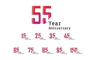 définir l & # 39; année anniversaire célébration couleur rouge vecteur modèle illustration de conception