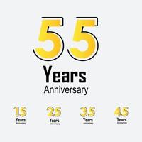 définir l & # 39; année anniversaire célébration couleur jaune vecteur modèle illustration de conception