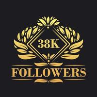 38k suiveurs fête conception. luxueux 38k suiveurs logo pour social médias suiveurs vecteur