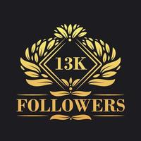 13k suiveurs fête conception. luxueux 13k suiveurs logo pour social médias suiveurs vecteur