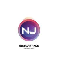 New Jersey initiale logo avec coloré cercle modèle vecteur