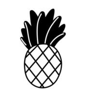 ananas fruit noir icône isolé sur blanc Contexte. griffonnage Facile vecteur emblème, été juteux tropical aliments. jus paquet ou logo conception élément.