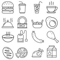 nourriture et boisson icône vecteur ensemble. funéraire illustration signe collection. cuisine symbole. cuisinier logo.