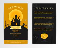 Invitation de carte d'halloween. Illustration vectorielle Design sombre, orange minimal et plat. Style de soirée costumée. Peut être utilisé comme affiche, dépliant, brochure vecteur