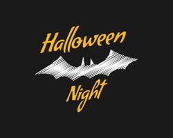 Carte de nuit de fête Halloween heureuse. chauve-souris d'halloween, design sombre. Fond, affiche et bannière. Design plat pour la fête d'Halloween. Vecteur