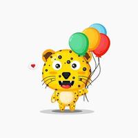 léopard mignon portant des ballons vecteur