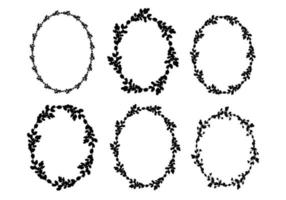 ensemble de couronnes de saule de pâques. couronne florale de val. silhouette noire de cadre ovale. illustration vectorielle plane. conception pour Pâques, mariages, invitations, impression vecteur