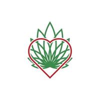 l'amour avec cannabis feuille ligne Créatif logo vecteur