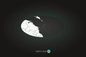 Saint lucia carte dans foncé couleur, ovale carte avec voisin des pays. vecteur